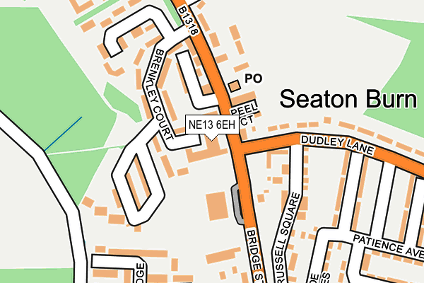 NE13 6EH map - OS OpenMap – Local (Ordnance Survey)