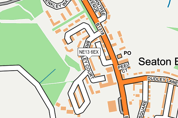 NE13 6EX map - OS OpenMap – Local (Ordnance Survey)