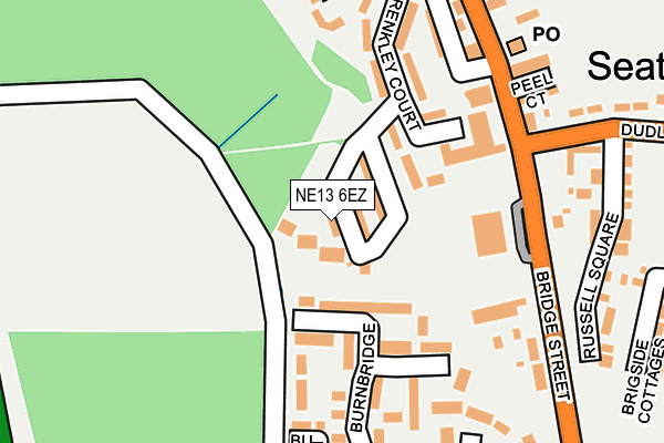 NE13 6EZ map - OS OpenMap – Local (Ordnance Survey)