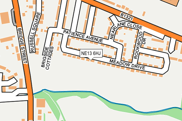 NE13 6HJ map - OS OpenMap – Local (Ordnance Survey)