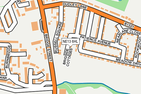NE13 6HL map - OS OpenMap – Local (Ordnance Survey)