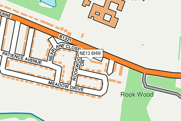 NE13 6HW map - OS OpenMap – Local (Ordnance Survey)