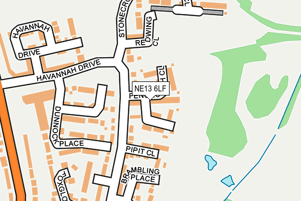 NE13 6LF map - OS OpenMap – Local (Ordnance Survey)