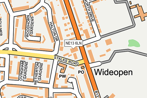 NE13 6LN map - OS OpenMap – Local (Ordnance Survey)