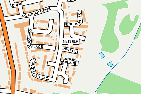 NE13 6LP map - OS OpenMap – Local (Ordnance Survey)