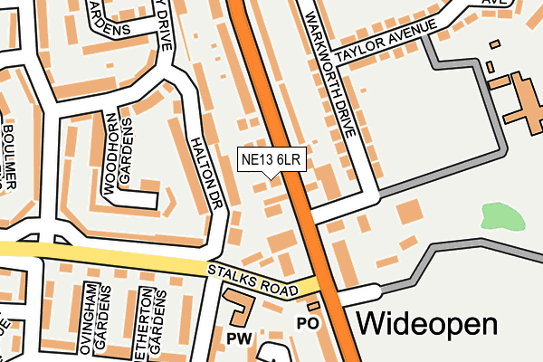 NE13 6LR map - OS OpenMap – Local (Ordnance Survey)