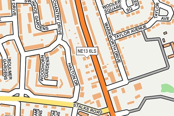 NE13 6LS map - OS OpenMap – Local (Ordnance Survey)