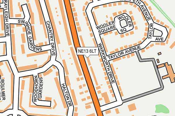 NE13 6LT map - OS OpenMap – Local (Ordnance Survey)