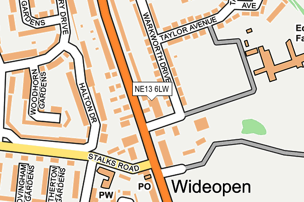 NE13 6LW map - OS OpenMap – Local (Ordnance Survey)