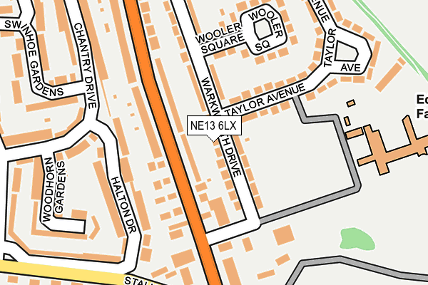 NE13 6LX map - OS OpenMap – Local (Ordnance Survey)