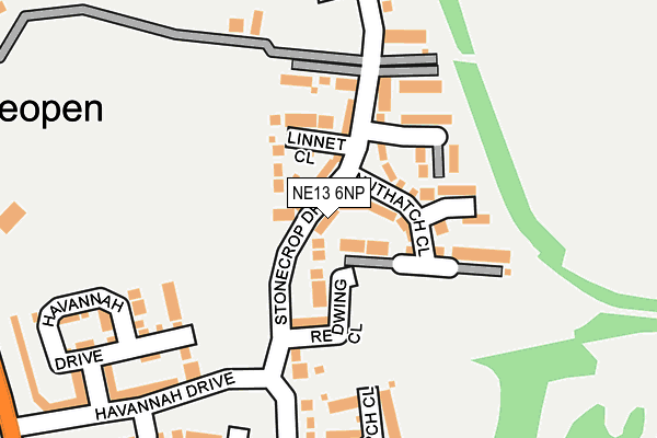 NE13 6NP map - OS OpenMap – Local (Ordnance Survey)