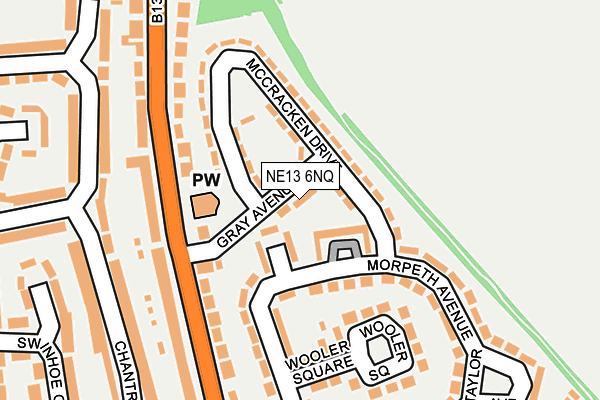NE13 6NQ map - OS OpenMap – Local (Ordnance Survey)