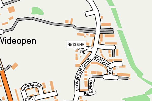 NE13 6NR map - OS OpenMap – Local (Ordnance Survey)