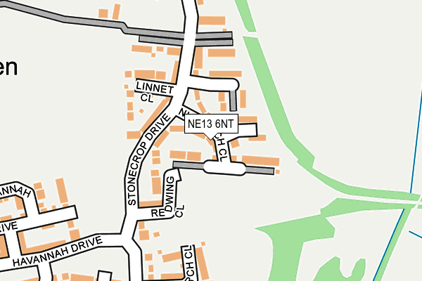 NE13 6NT map - OS OpenMap – Local (Ordnance Survey)