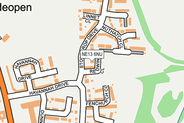 NE13 6NU map - OS OpenMap – Local (Ordnance Survey)