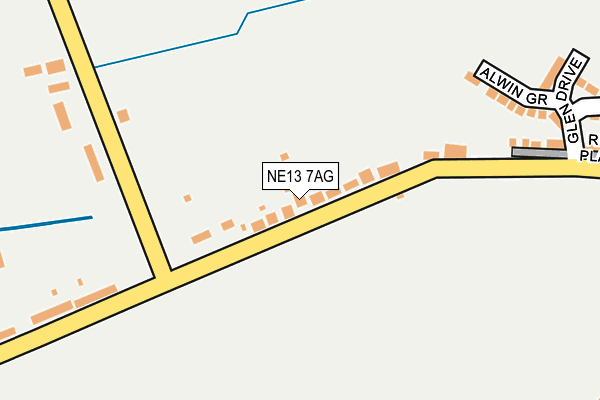 NE13 7AG map - OS OpenMap – Local (Ordnance Survey)