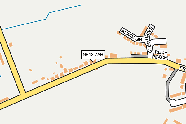 NE13 7AH map - OS OpenMap – Local (Ordnance Survey)
