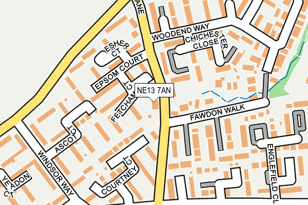 NE13 7AN map - OS OpenMap – Local (Ordnance Survey)