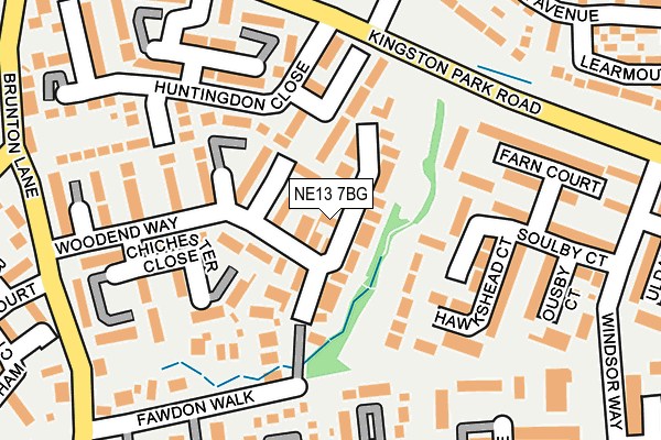 NE13 7BG map - OS OpenMap – Local (Ordnance Survey)