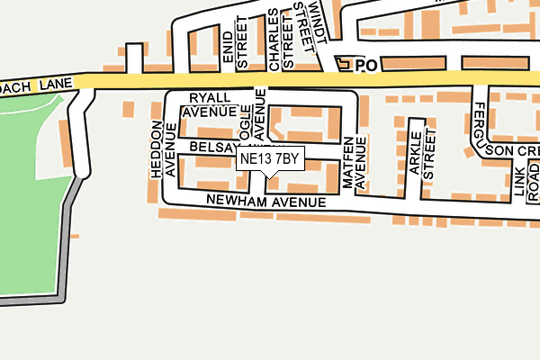 NE13 7BY map - OS OpenMap – Local (Ordnance Survey)