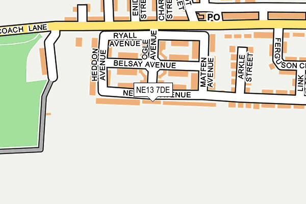 NE13 7DE map - OS OpenMap – Local (Ordnance Survey)