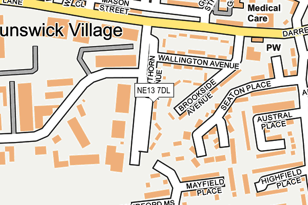 NE13 7DL map - OS OpenMap – Local (Ordnance Survey)