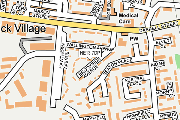 NE13 7DP map - OS OpenMap – Local (Ordnance Survey)