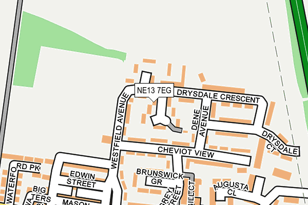 NE13 7EG map - OS OpenMap – Local (Ordnance Survey)