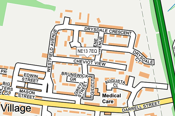 NE13 7EQ map - OS OpenMap – Local (Ordnance Survey)