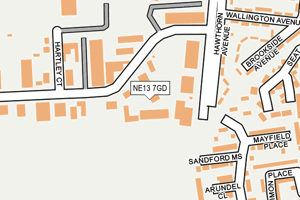 NE13 7GD map - OS OpenMap – Local (Ordnance Survey)