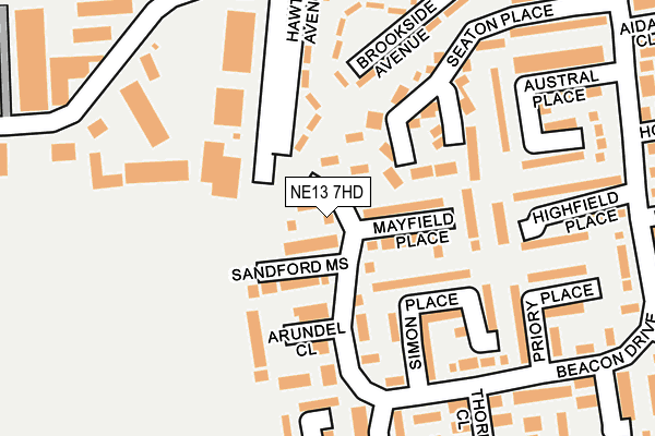 NE13 7HD map - OS OpenMap – Local (Ordnance Survey)