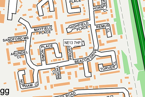 NE13 7HP map - OS OpenMap – Local (Ordnance Survey)