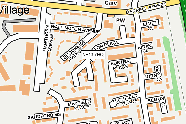 NE13 7HQ map - OS OpenMap – Local (Ordnance Survey)