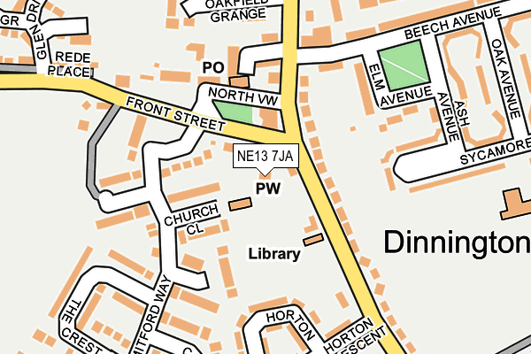 NE13 7JA map - OS OpenMap – Local (Ordnance Survey)