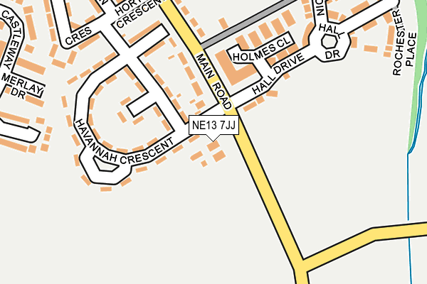 NE13 7JJ map - OS OpenMap – Local (Ordnance Survey)
