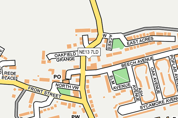 NE13 7LD map - OS OpenMap – Local (Ordnance Survey)