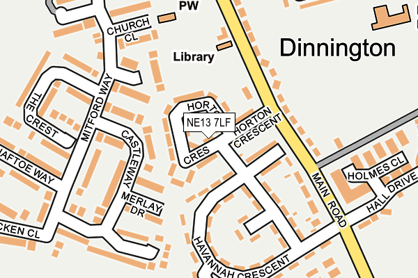 NE13 7LF map - OS OpenMap – Local (Ordnance Survey)