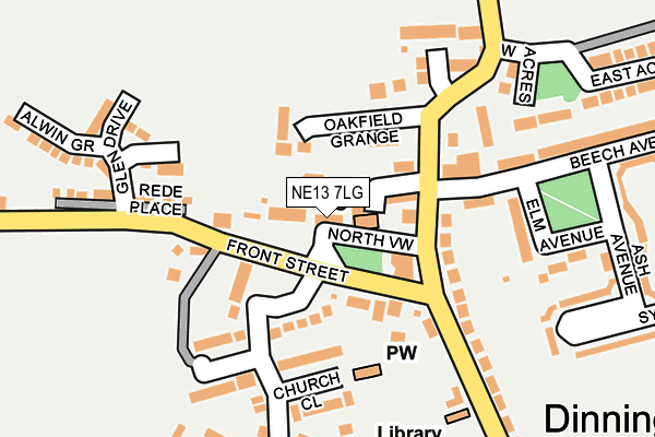 NE13 7LG map - OS OpenMap – Local (Ordnance Survey)