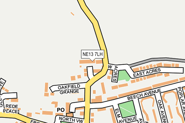 NE13 7LH map - OS OpenMap – Local (Ordnance Survey)