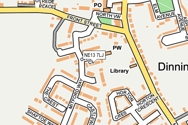 NE13 7LJ map - OS OpenMap – Local (Ordnance Survey)