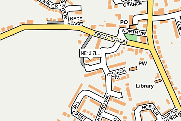 NE13 7LL map - OS OpenMap – Local (Ordnance Survey)