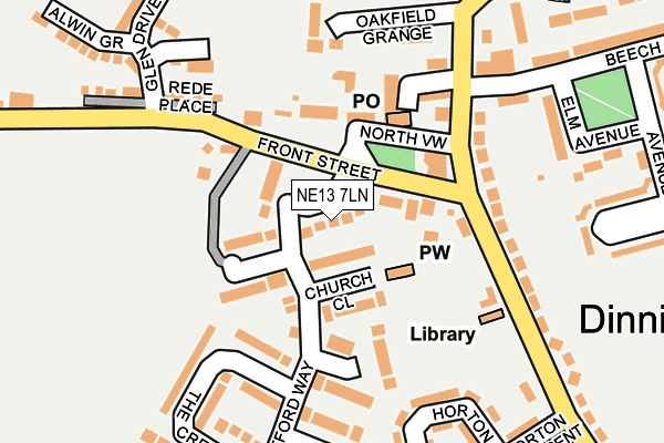 NE13 7LN map - OS OpenMap – Local (Ordnance Survey)