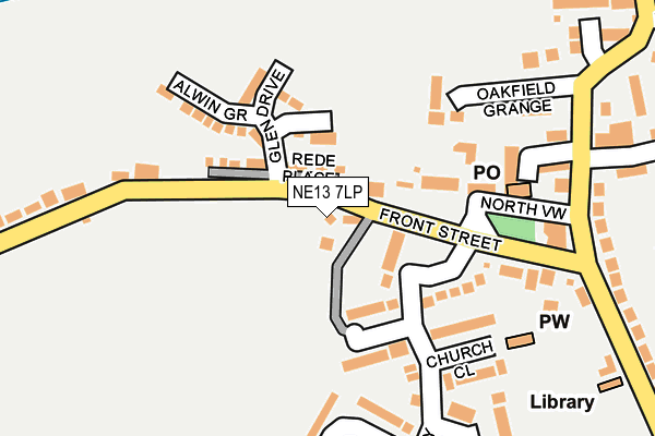 NE13 7LP map - OS OpenMap – Local (Ordnance Survey)