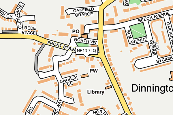 NE13 7LQ map - OS OpenMap – Local (Ordnance Survey)