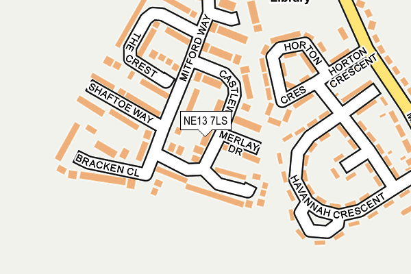 NE13 7LS map - OS OpenMap – Local (Ordnance Survey)