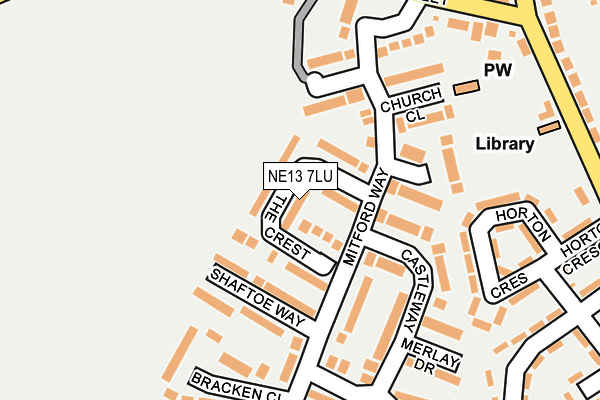 NE13 7LU map - OS OpenMap – Local (Ordnance Survey)