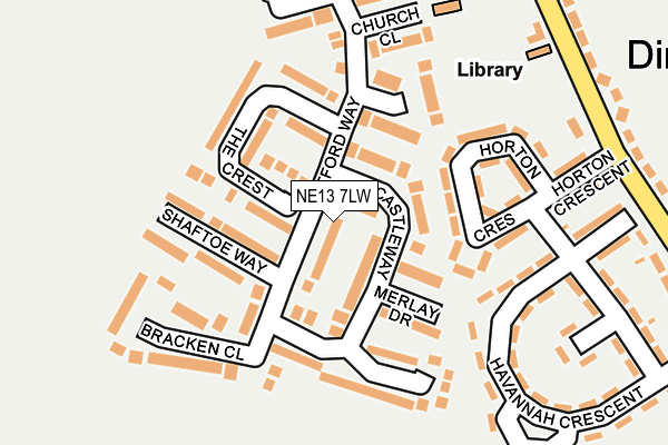 NE13 7LW map - OS OpenMap – Local (Ordnance Survey)
