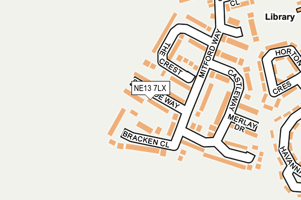 NE13 7LX map - OS OpenMap – Local (Ordnance Survey)
