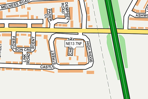 NE13 7NF map - OS OpenMap – Local (Ordnance Survey)