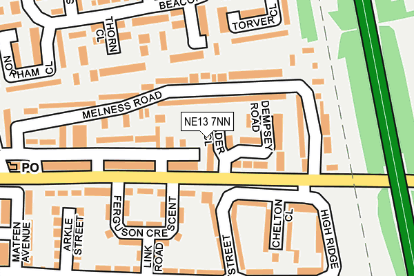 NE13 7NN map - OS OpenMap – Local (Ordnance Survey)